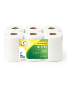 Rola prosop hartie alba 2 straturi, KOOBIC, 100m, 6 role/bax