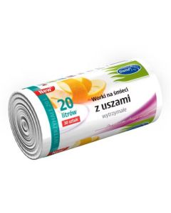 Saci menajeri ultrarezistenti 20l alb HD-LD, STELLA, 30buc/rola