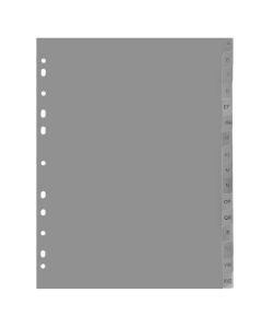 Separatoare index plastic gri, alfabetic A-Z, A4, 120 microni, Optima
