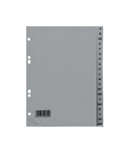 Separatoare index plastic gri, alfabetic A-Z, A5, 120 microni, Optima