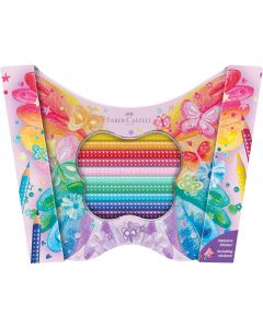 Set cadou 20 creioane Colorate sparkle butterfly FABER-CASTELL