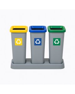 Set cos gunoi colectare selectiva cu baza de plastic, PLAFOR, 3x20l