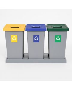 Set cos gunoi colectare selectiva cu baza de plastic, PLAFOR, 3x75l - 1