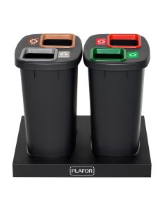 Set cos gunoi colectare selectiva cu baza de metal, Duo Bin, PLAFOR, 2x90L