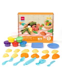 Set creativ plastilina + 19 accesorii fructe si legume DELI