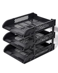 Set de 3 tavite suprapozabile cu distantier DELI de culoare neagra, material pp rezistent