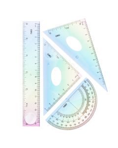 Set geometrie 4 piese multiColor (rig.15cm, ech*2, rap) DELI