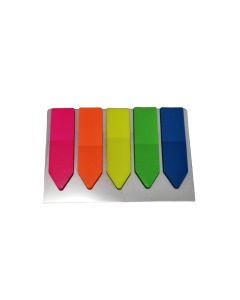 Notite adezive index din plastic, sageata, 45x12 mm, set 5x25 file color, Shine A