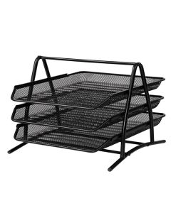 Tavita documente metalica 3/set tip Mesh, negru