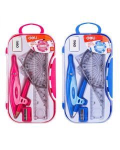 Trusa geometrie 7 piese cutie plastic DELI