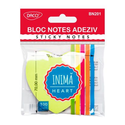 Bloc notes adeziv inima DACO - 2