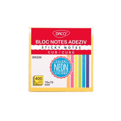 Bloc notes adeziv cub 400 file 76x76 6 cul DACO - 2