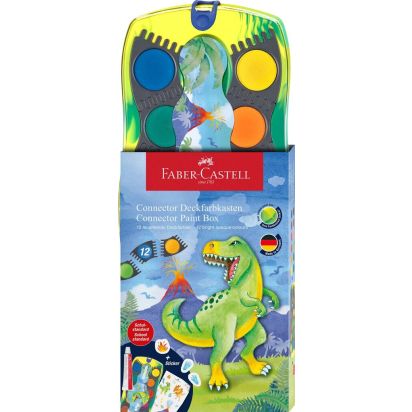 Acuarele 12 culori Conector Dinozauri 2025 FABER-CASTELL - 1