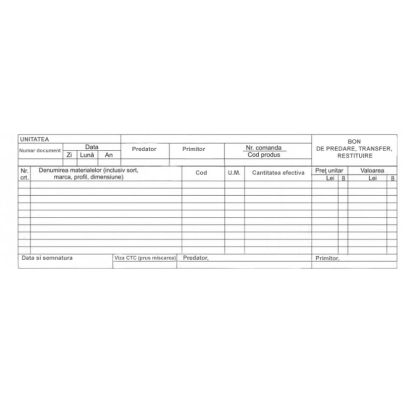 Bon de predare transfer rest autocopiativ color - 1