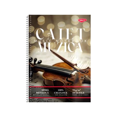Caiet muzica A4 24 file spira DACO - 1