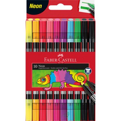 Carioca 10 culori 2 capete culori neon FABER-CASTELL - 1