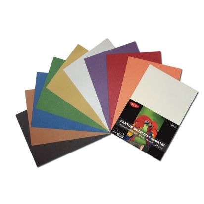Carton metalizat A4 120 g/mp 50 coli 10 culori DACO - 1