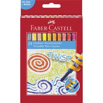 Creioane cerate retractabile 24 culori FABER-CASTELL - 1