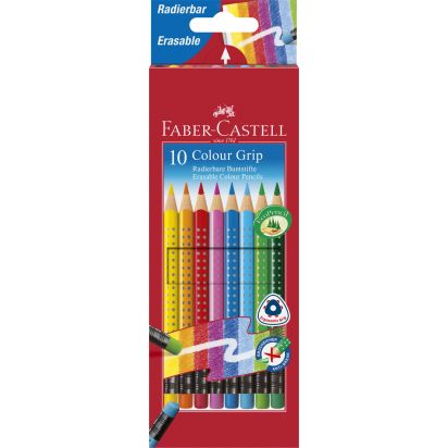 Creioane Colorate 10 culori cu guma grip 2001 FABER-CASTELL - 1