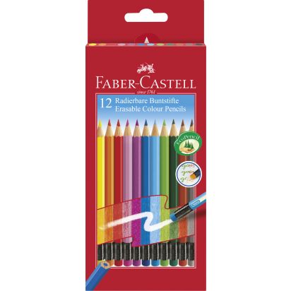Creioane Colorate 12 culori cu guma ECO FABER-CASTELL - 1