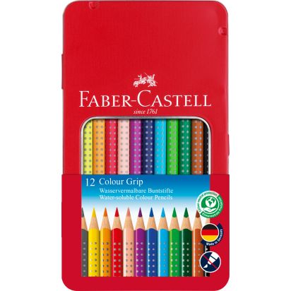 Creioane Colorate 12 culori cutie metal grip 2001 FABER-CASTELL - 1