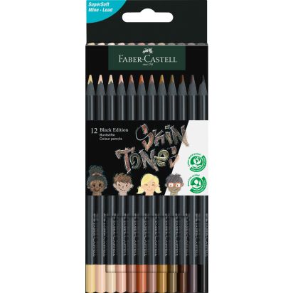Creioane Colorate 12 culori skin tones Black edition FABER-CASTELL - 1