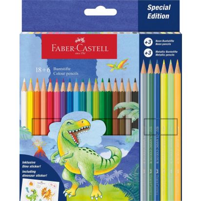 Creioane Colorate 18+6 culori Dinozauri FABER-CASTELL - 1