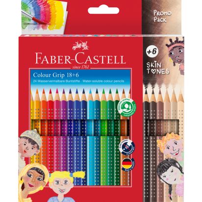 Creioane Colorate 18+6 culori + Tonurile Pielii grip 2001 FABER-CASTELL - 1