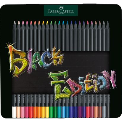 Creioane Colorate 24 culori Black edition cutie metal FABER-CASTELL - 1