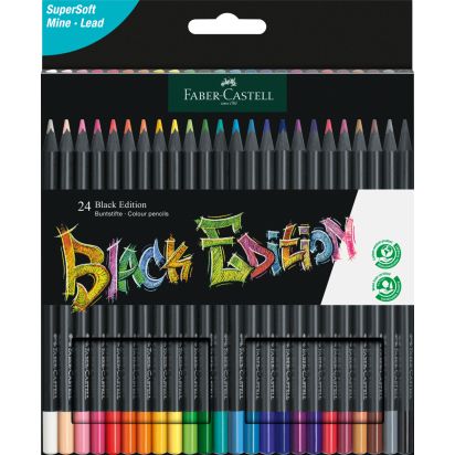 Creioane Colorate 24 culori Black edition FABER-CASTELL - 1