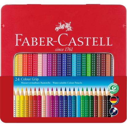 Creioane Colorate 24 culori cutie metal grip 2001 FABER-CASTELL - 1
