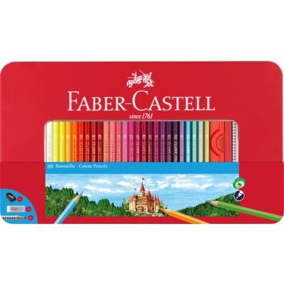 Creioane Colorate 60 culori cutie metal FABER-CASTELL - 1