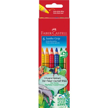Creioane Colorate 6 culori Jumbo grip FABER-CASTELL - 1