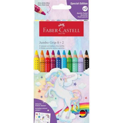 Creioane Colorate 8+2 culori Jumbo grip Unicorni FABER-CASTELL - 1