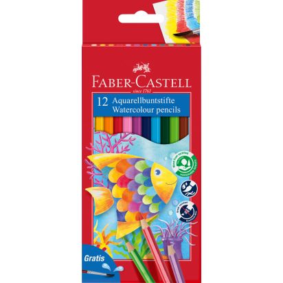 Creioane Colorate acuarela 12 buc + pensula FABER-CASTELL - 1