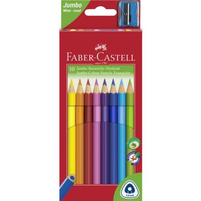 Creioane Colorate Jumbo 10 culori + ascutitoare FABER-CASTELL - 1