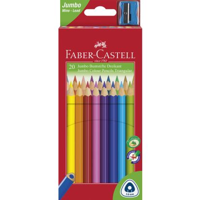 Creioane Colorate Jumbo 20 culori + ascutitoare FABER-CASTELL - 1