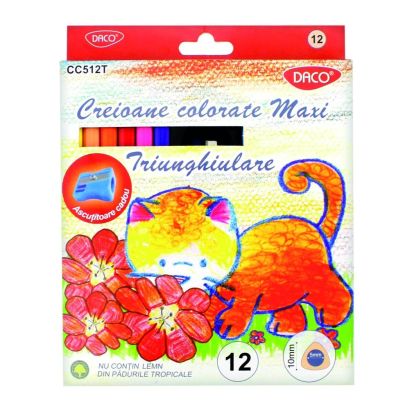 Creion color 12 culori Maxi triunghiular DACO - 1