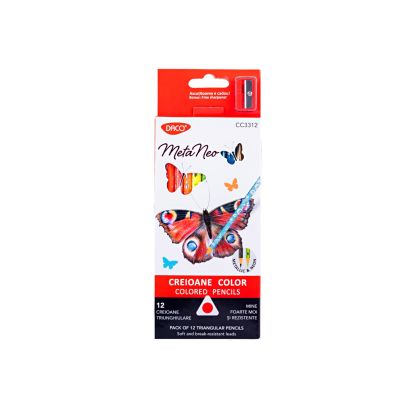 Creion color 12 culori neon si metalice DACO - 1