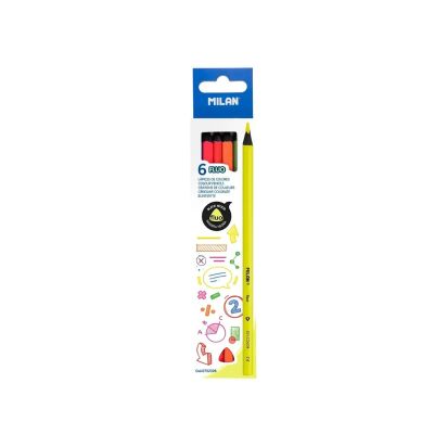 Creion color 6 culori lemn negru Fluo MILAN - 1