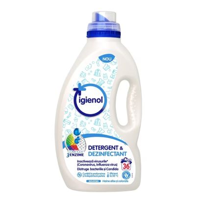 Detergent dezinfectant rufe albe si colorate, fara clor, Mountain Fresh, 36 spalari, IGIENOL, 1.8l - 1