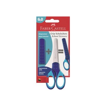Foarfeca scolara cu protectie grip albastra FABER-CASTELL - 1