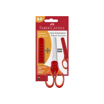 Foarfeca scolara cu protectie grip rosie FABER-CASTELL - 1