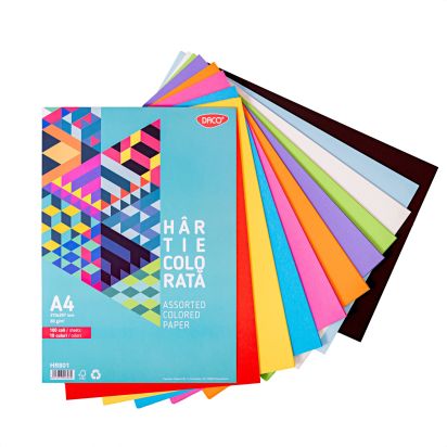 Hartie colorata A4 80 g/mp 100 coli 10 culori DACO - 1