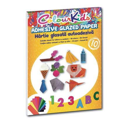 Hartie glasata autocolanta A4 10 culori/set colour kids PIGNA - 1