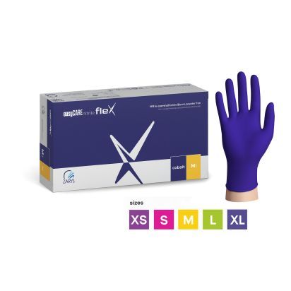 Manusi nitril albastre easyCARE Flex, ZARYS, 100buc/cutie - 1