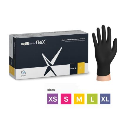 Manusi nitril negre easyCARE Flex, ZARYS, 100buc/cutie - 1