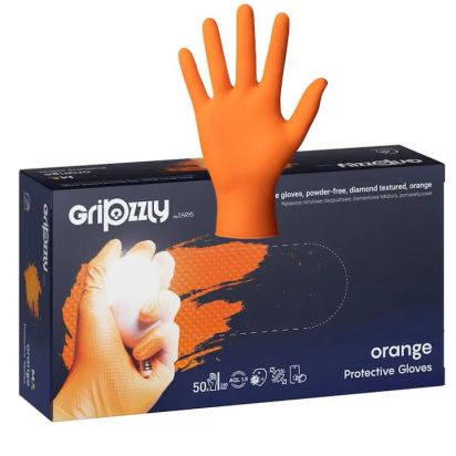 Manusi nitril textura diamant portocalii Gripzzly, ZARYS, 50buc/cutie - 1