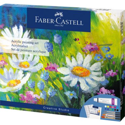 Set acrilic creativ 18 piese (12 culori acrilice x 9ml + canvas+ paleta+ 4 pensule) FABER-CASTELL - 1
