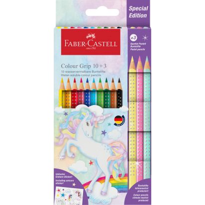 Set promo creioane Colorate 10+3 culori grip 2001 Unicorni FABER-CASTELL - 1